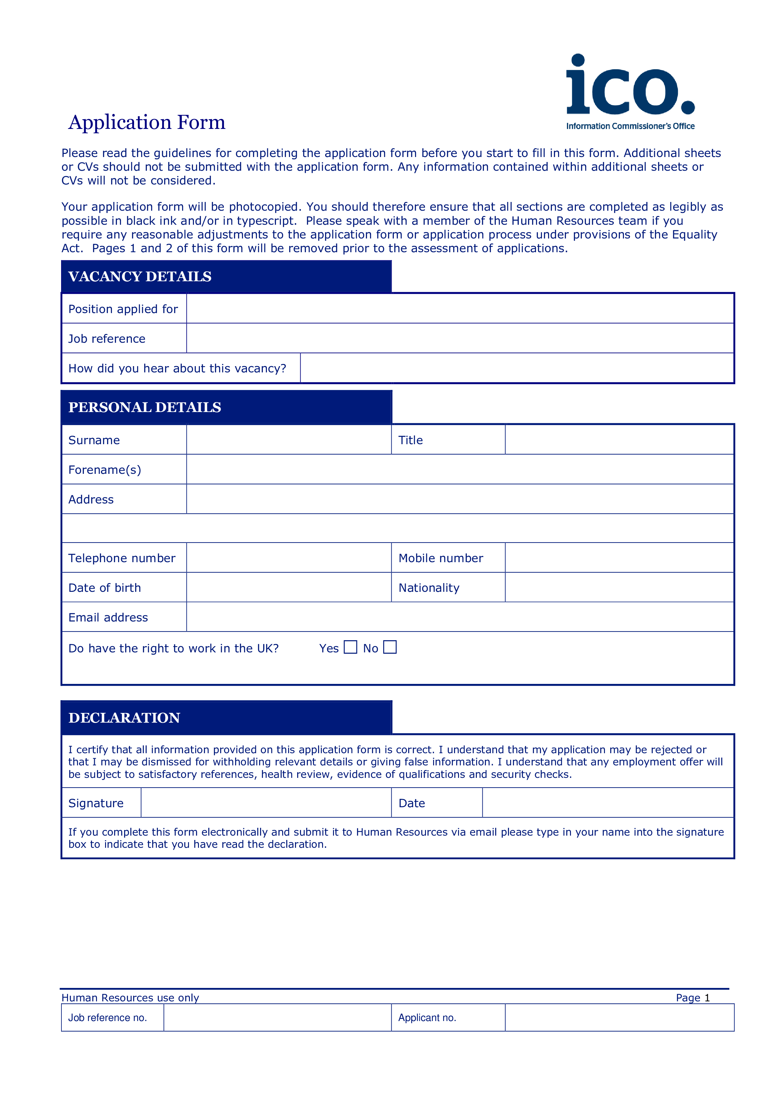 Office Employee Job Application Form main image