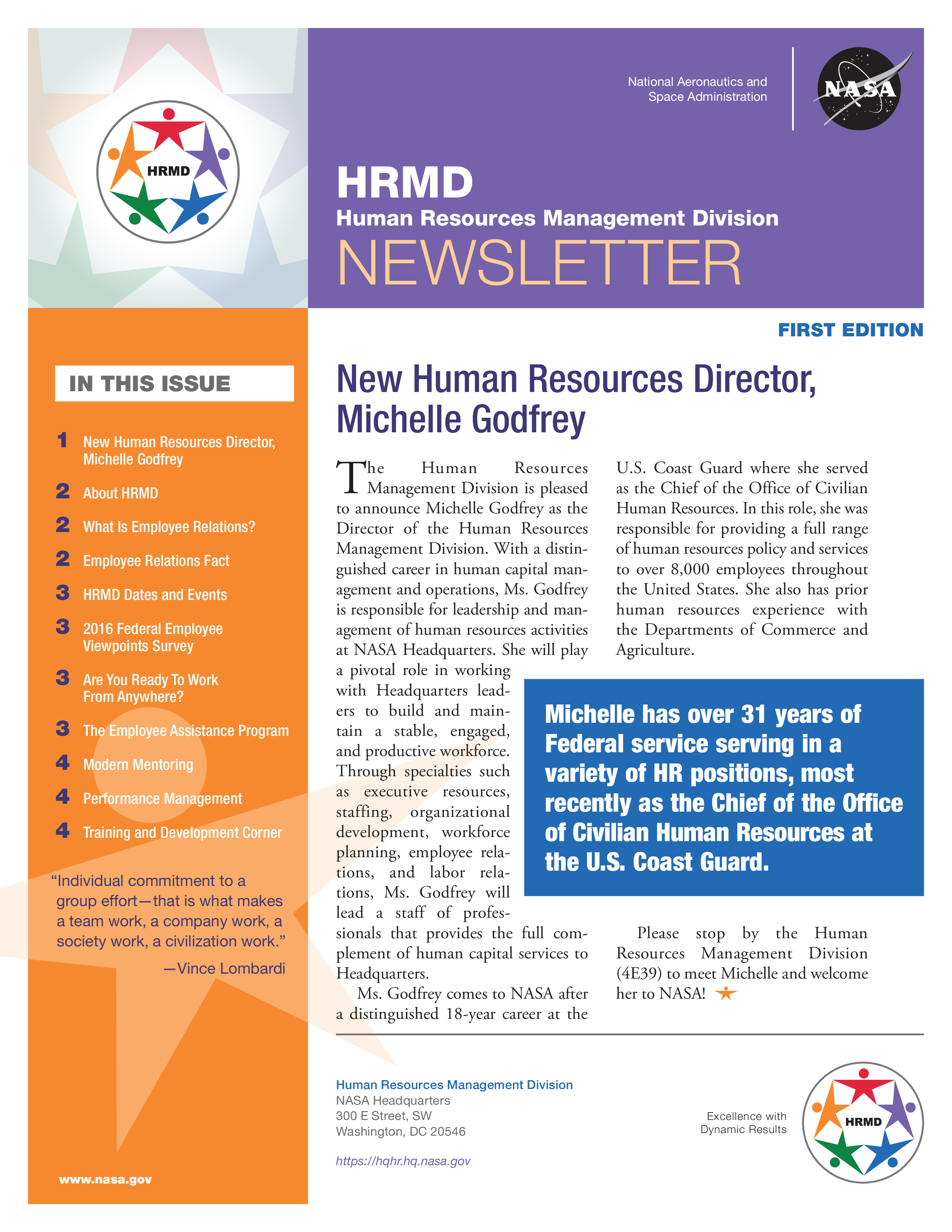 Monthly Human Resources Newsletter example main image