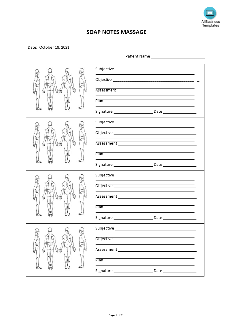 soap notes massage plantilla imagen principal