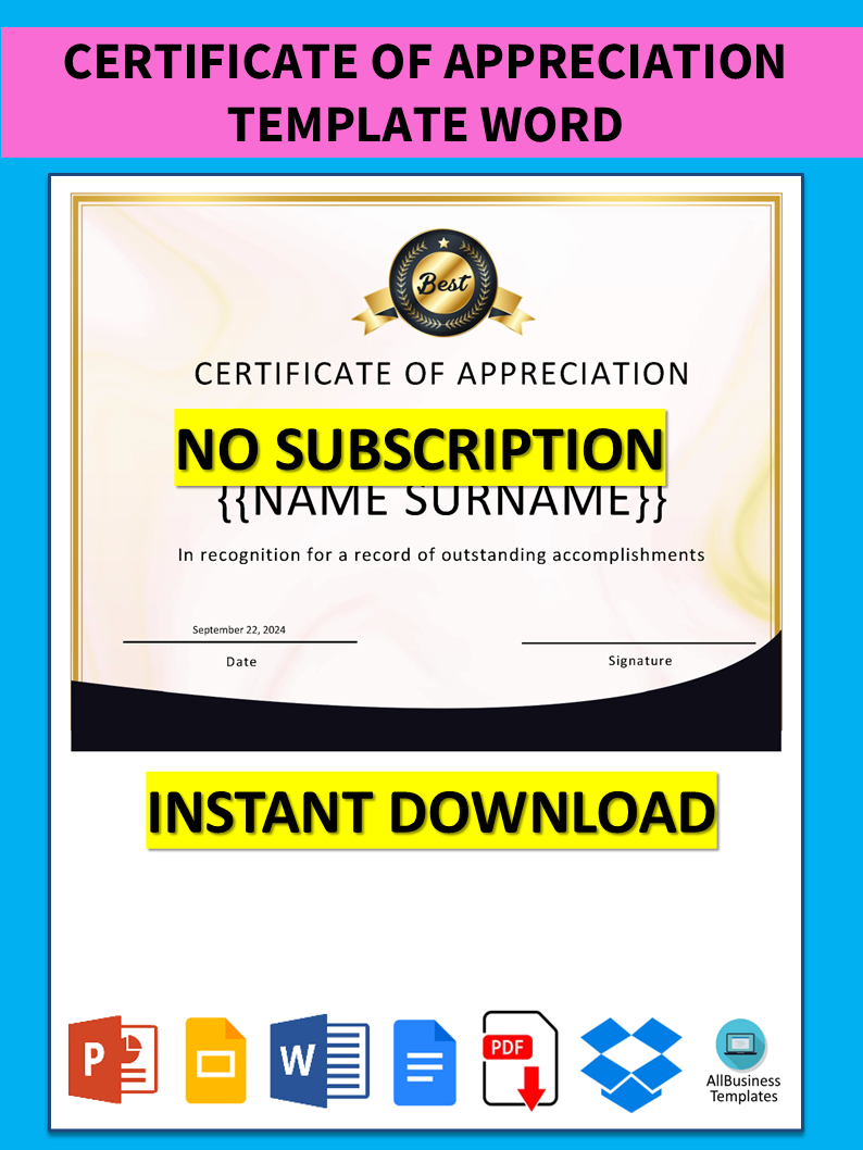 free printable certificate of appreciation templates