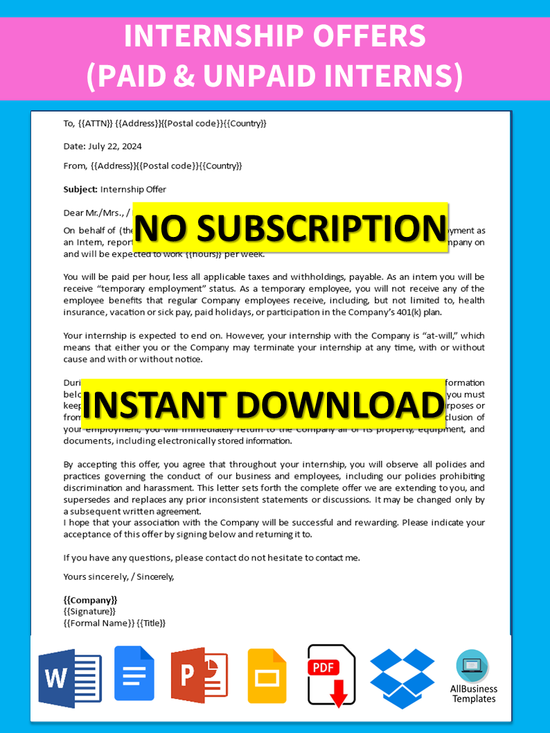 Internship Offer Letter Sample main image