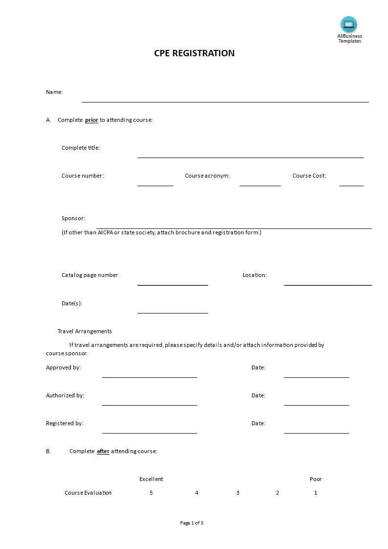 cpe registration form template