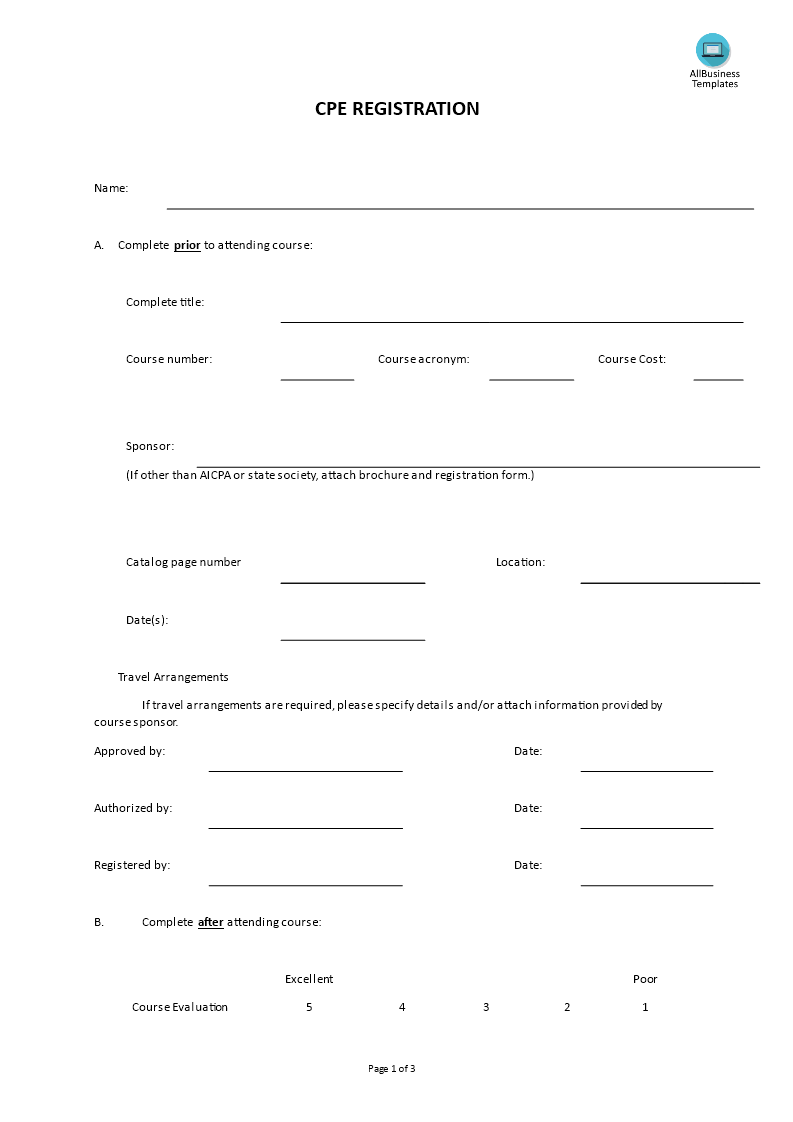 cpe registration form modèles