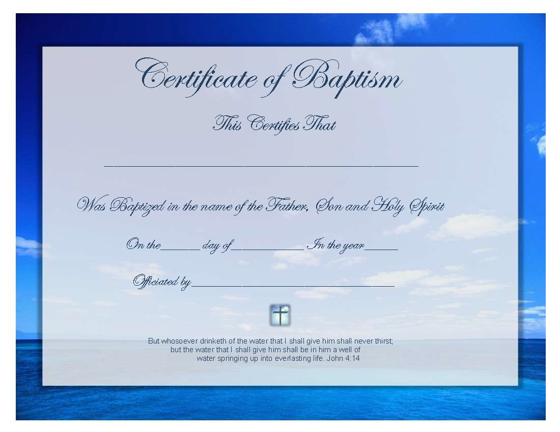 Certificate of Baptism  Templates at allbusinesstemplates com