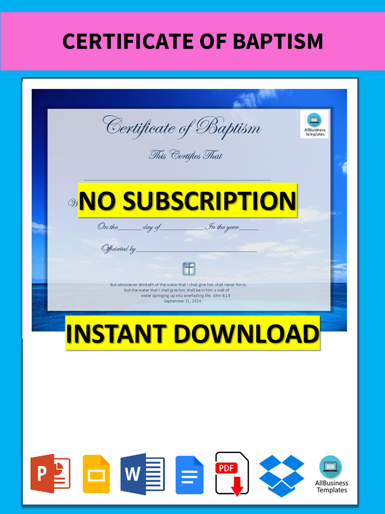 Free Printable Certificate Of Baptism