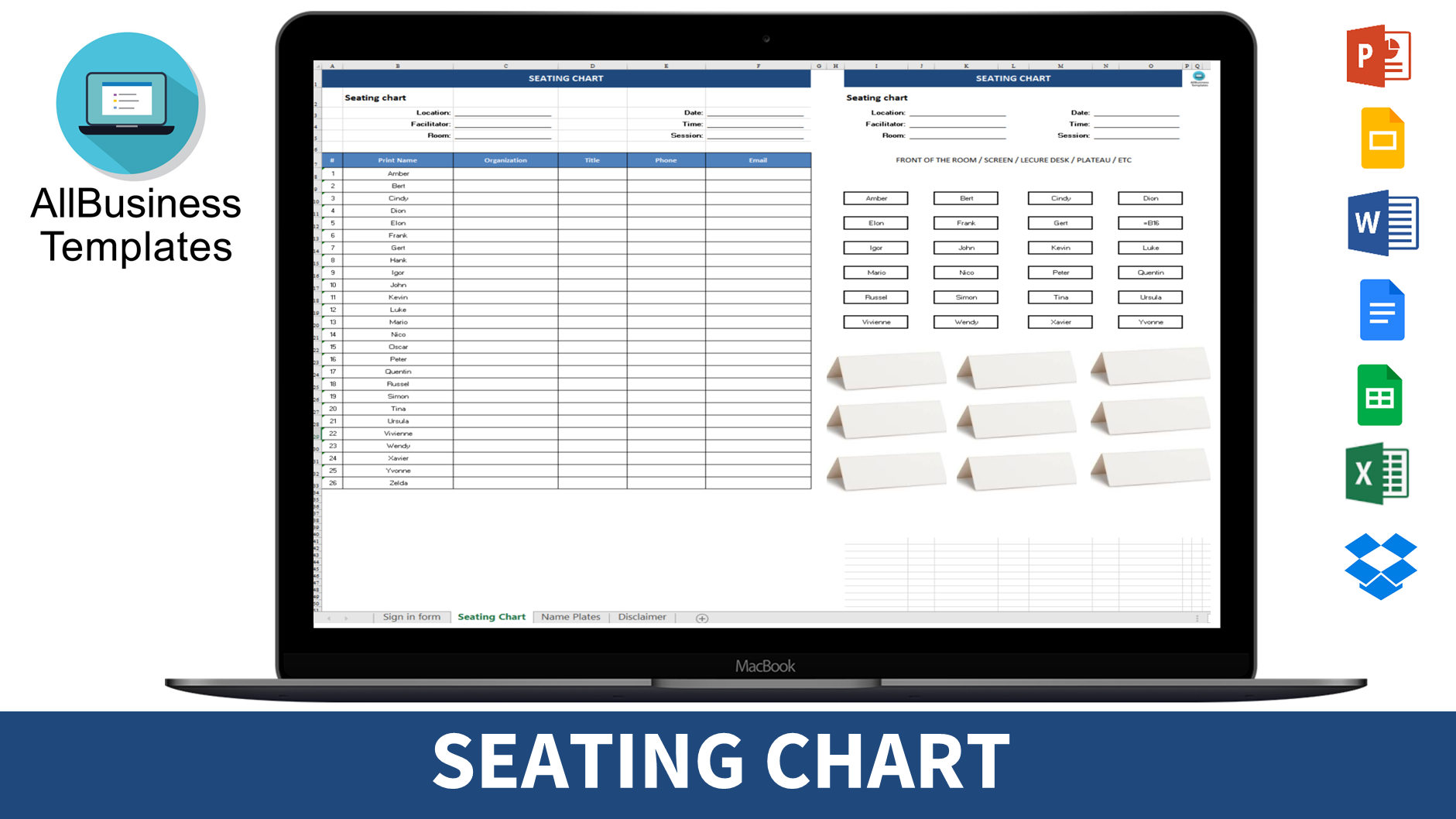 Seating Chart Excel Templates At Allbusinesstemplates Com