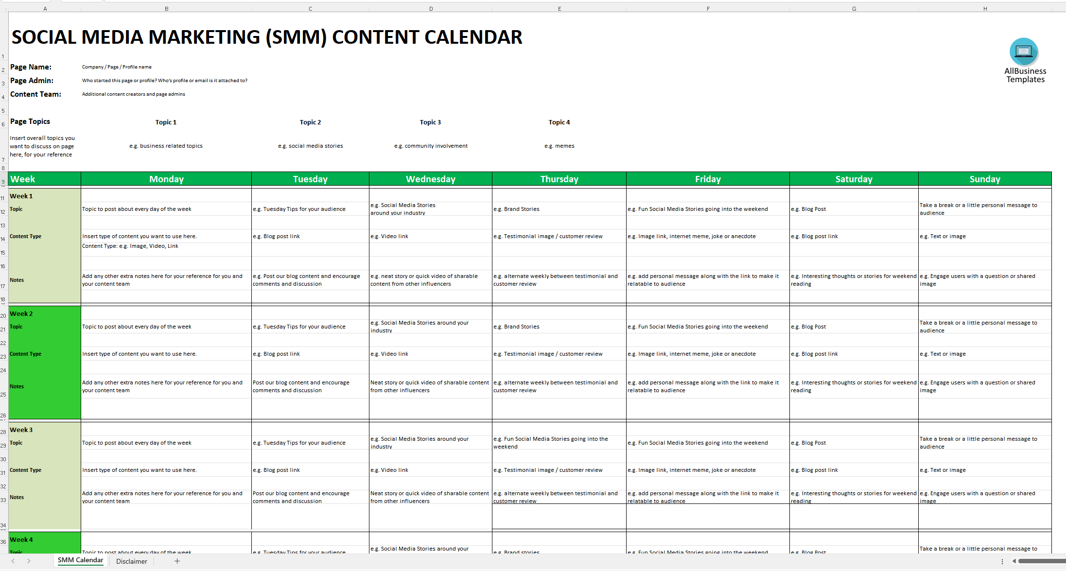 social media content calendar template template