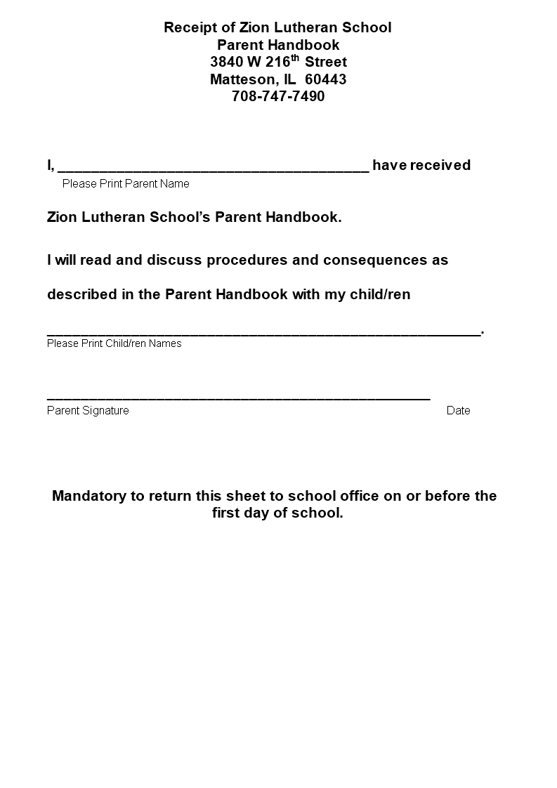 School Receipt In Word main image