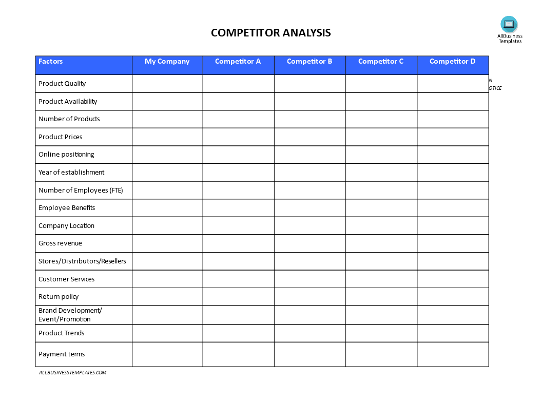 Competitor Comparison 模板