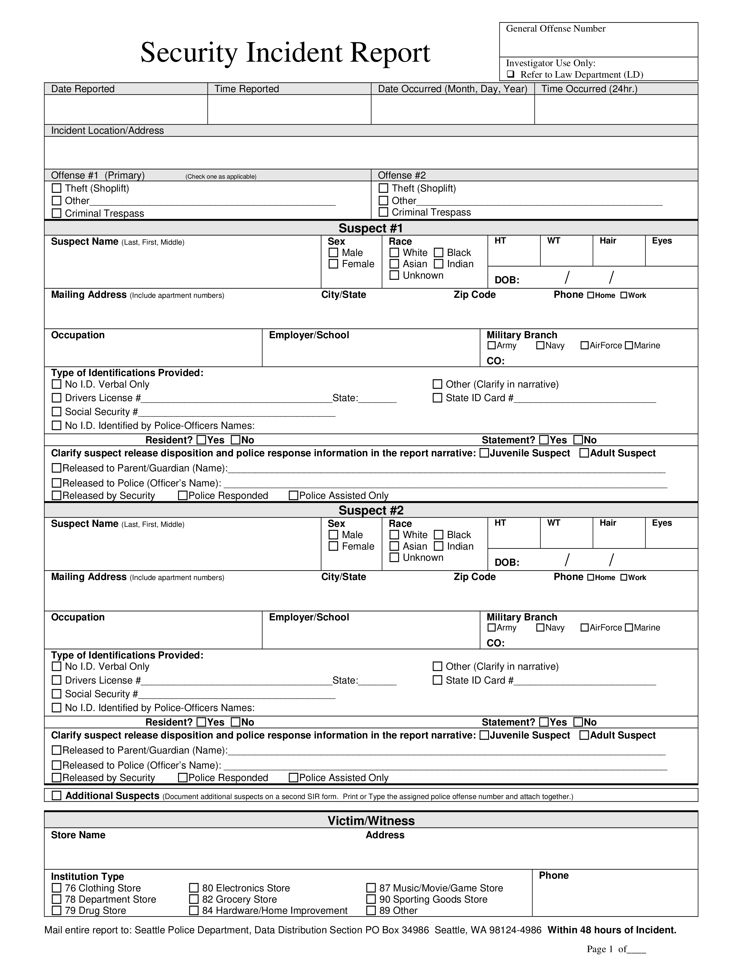 security incident template