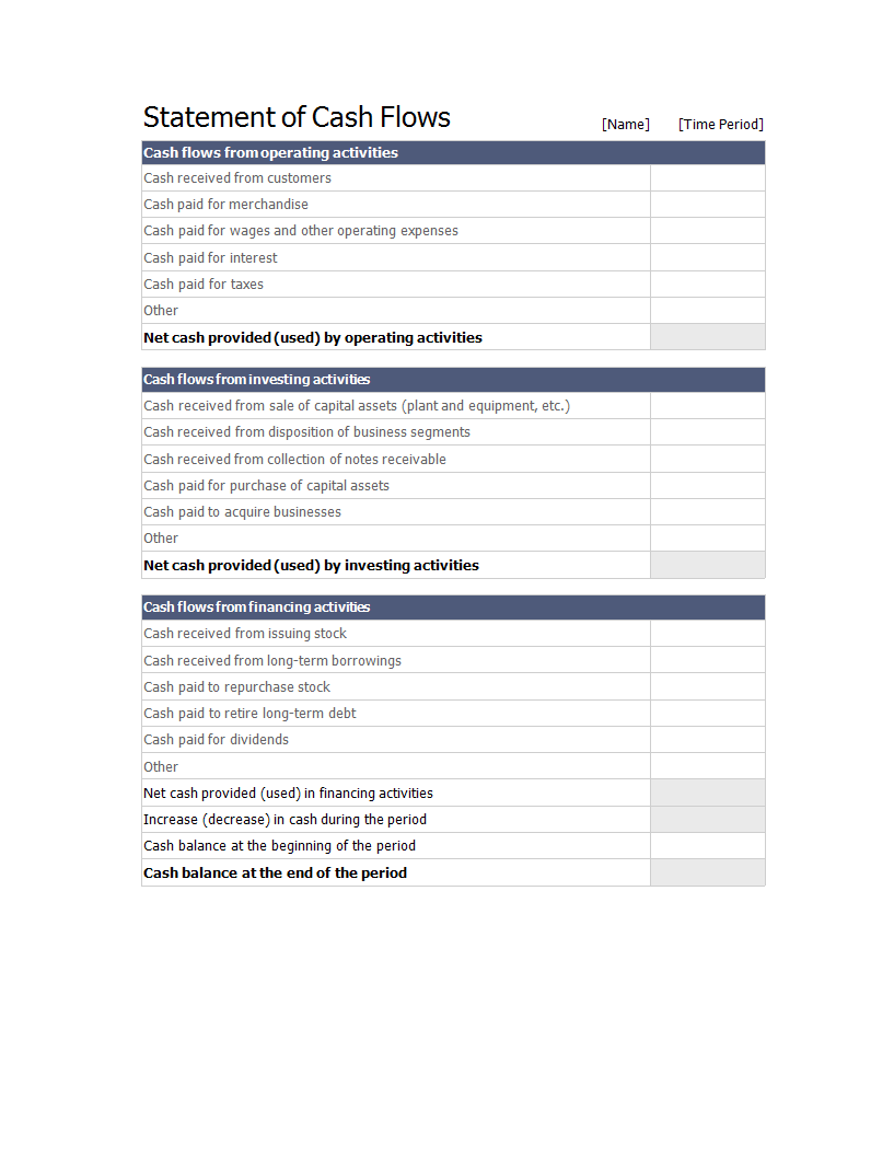 cash flow statement in excel spreadsheet sample plantilla imagen principal