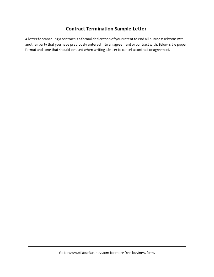 contract termination letter template