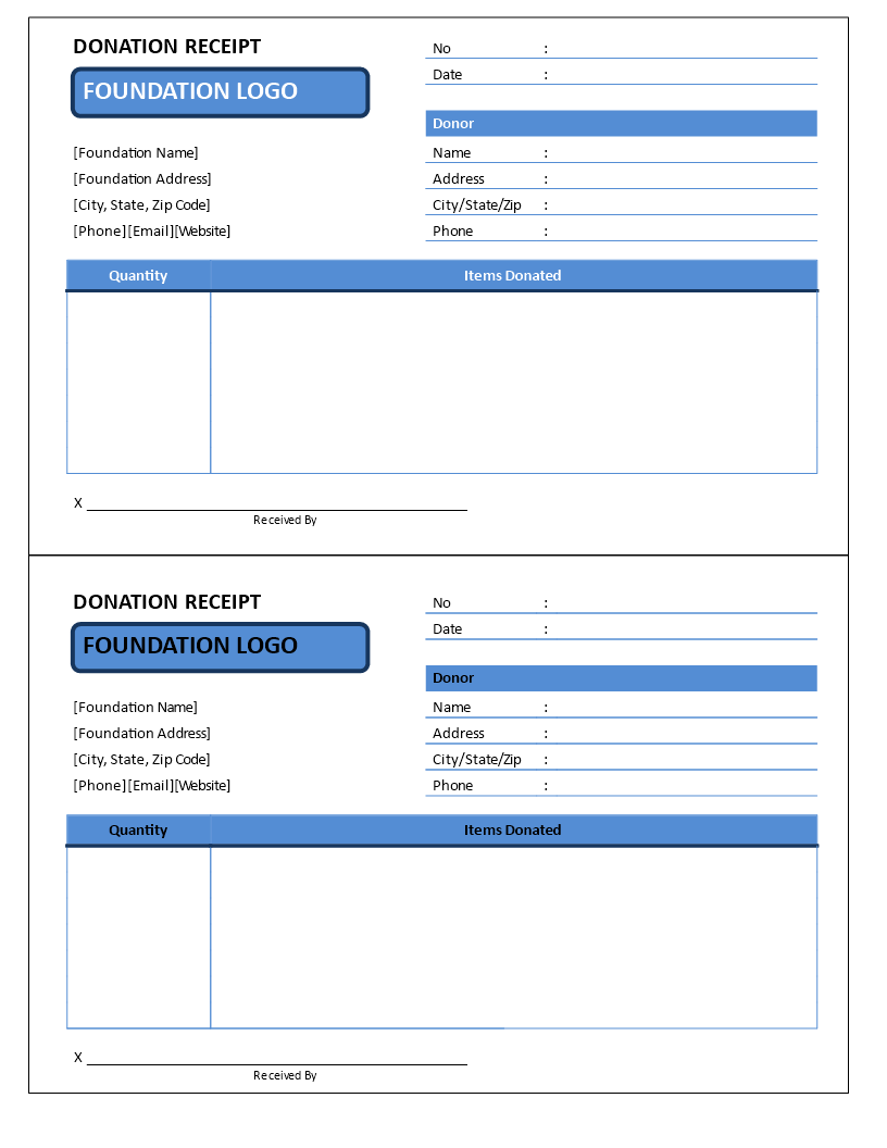 non profit donation receipt template template