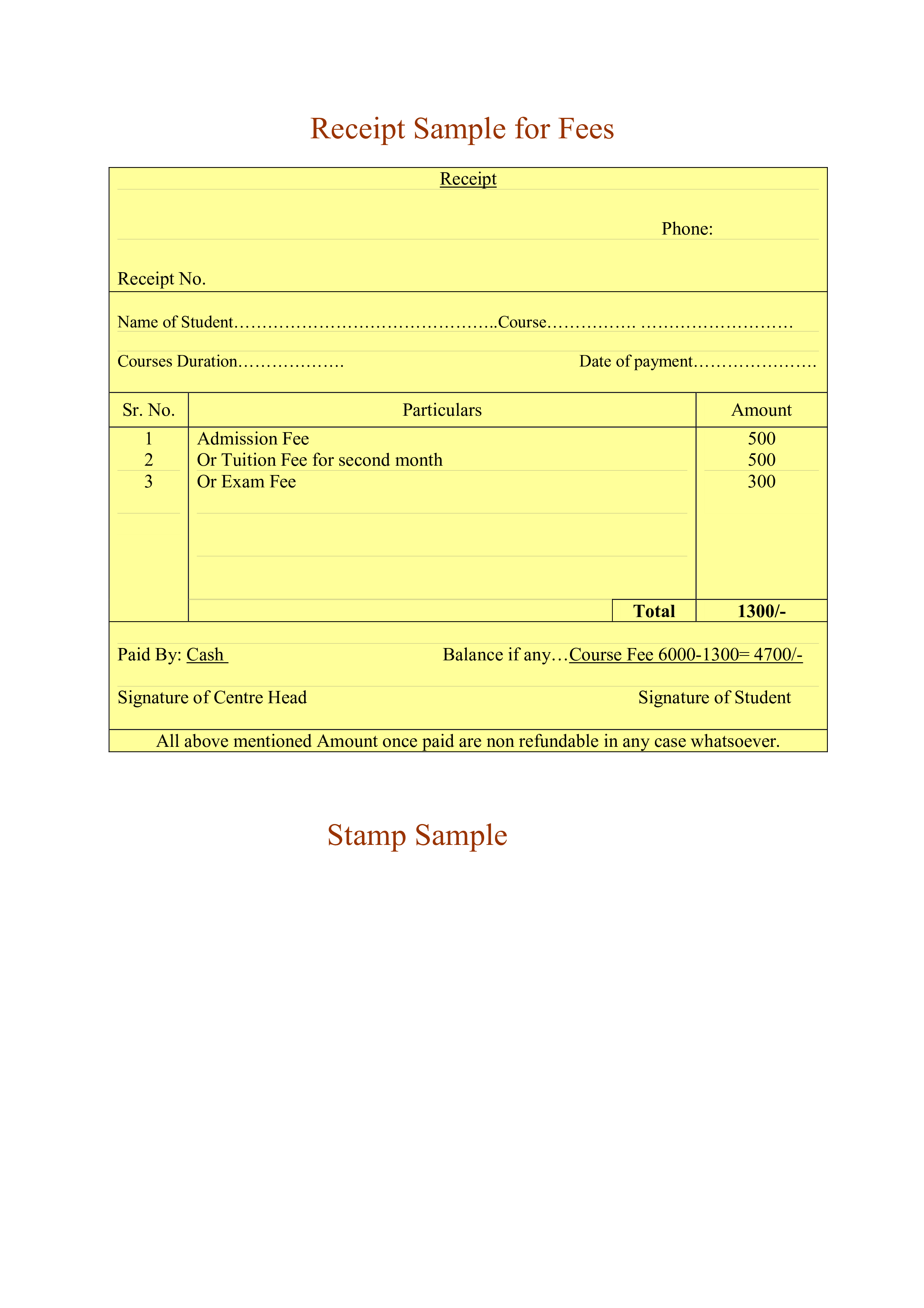 Professional Fee Receipt | Templates at allbusinesstemplates.com