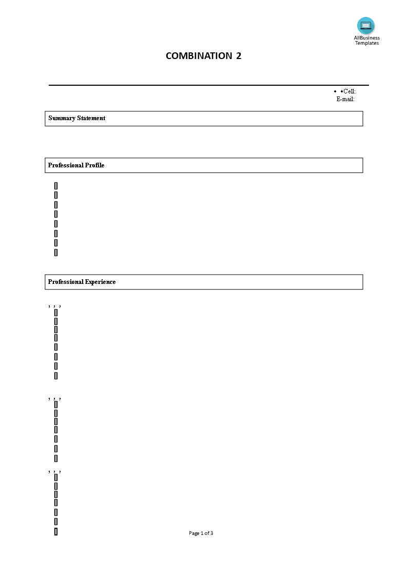 combination resume 2 template