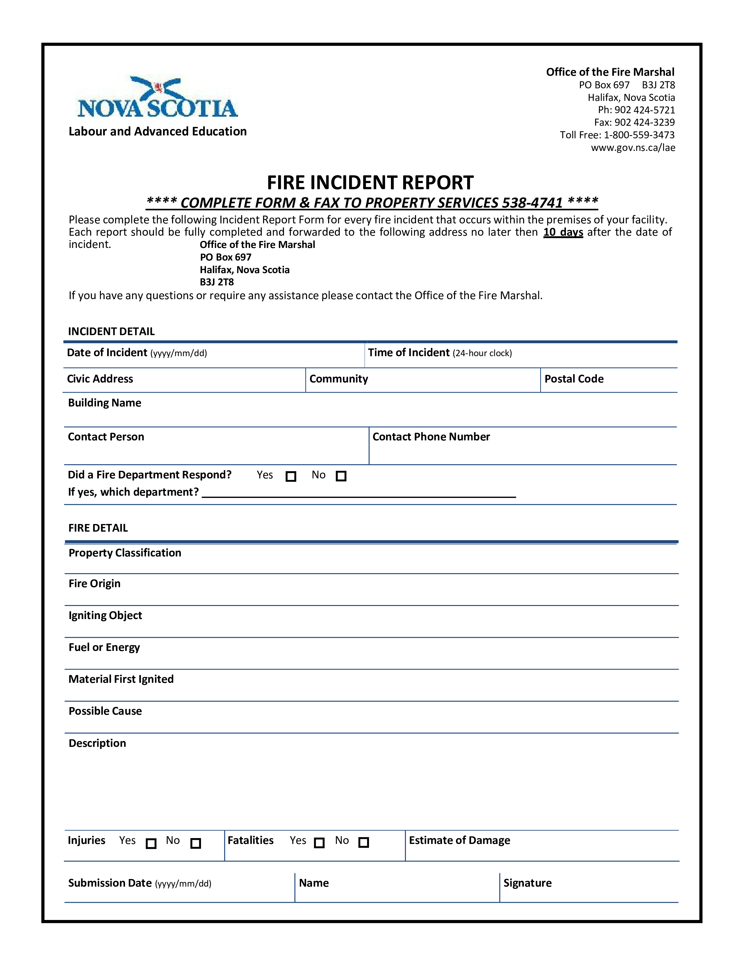 Kostenloses Fire Incident Report Throughout Sample Fire Investigation Report Template