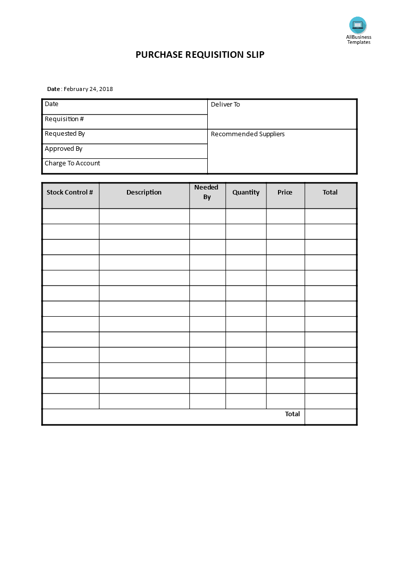 purchase requisition slip Hauptschablonenbild