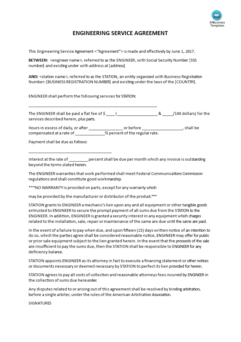 Engineering Services Contract Template