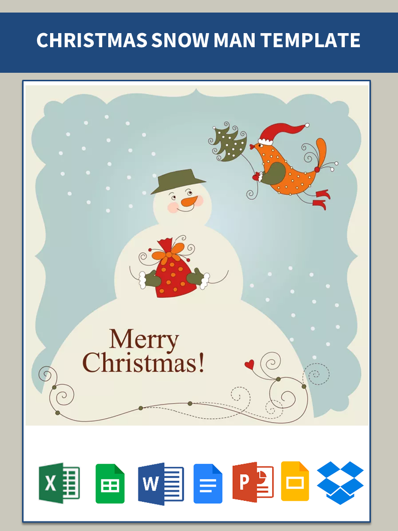 Snowman Free Printable Christmas Card main image