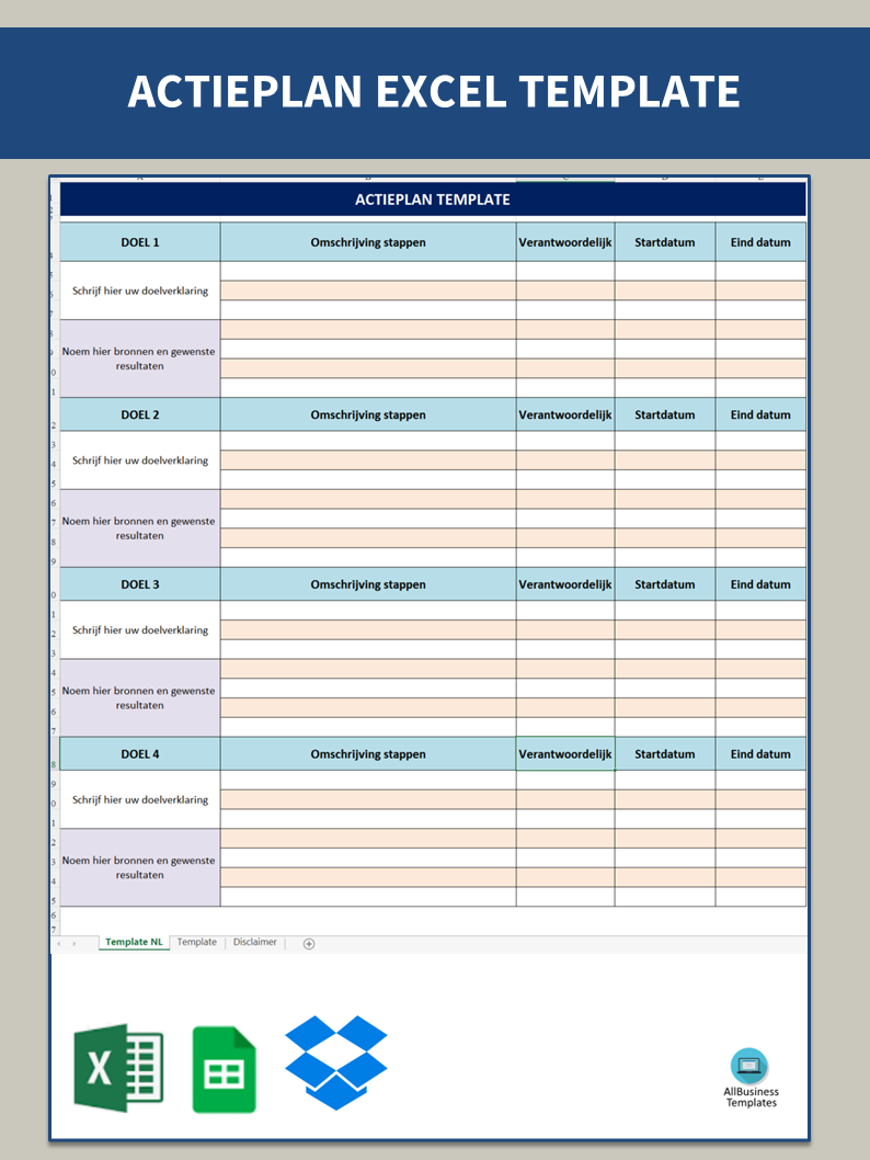 actie plan excel template voorbeeld afbeelding 