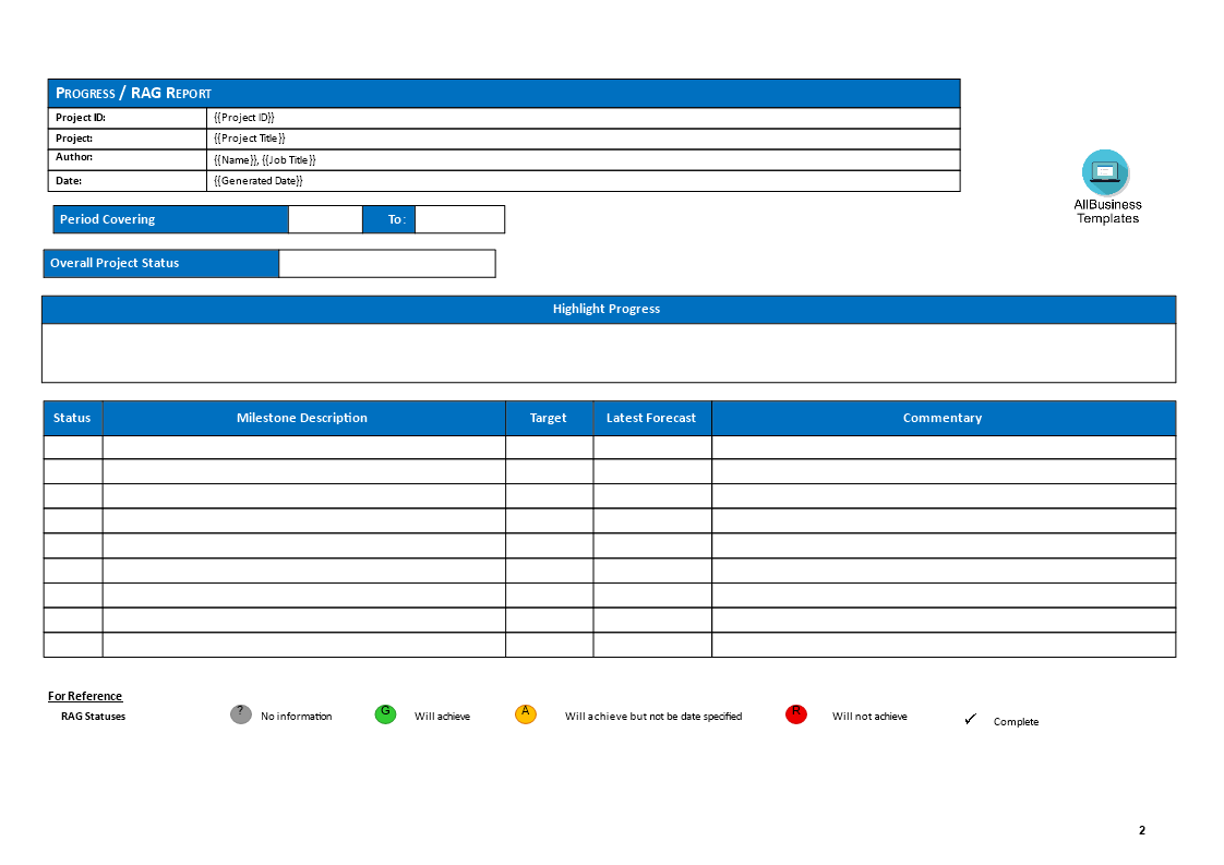 Project Voortgang Rapportage | Templates at allbusinesstemplates.com