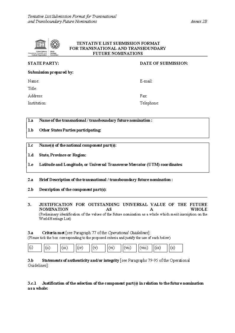 unesco submission format transnational and transboundary future nominations modèles