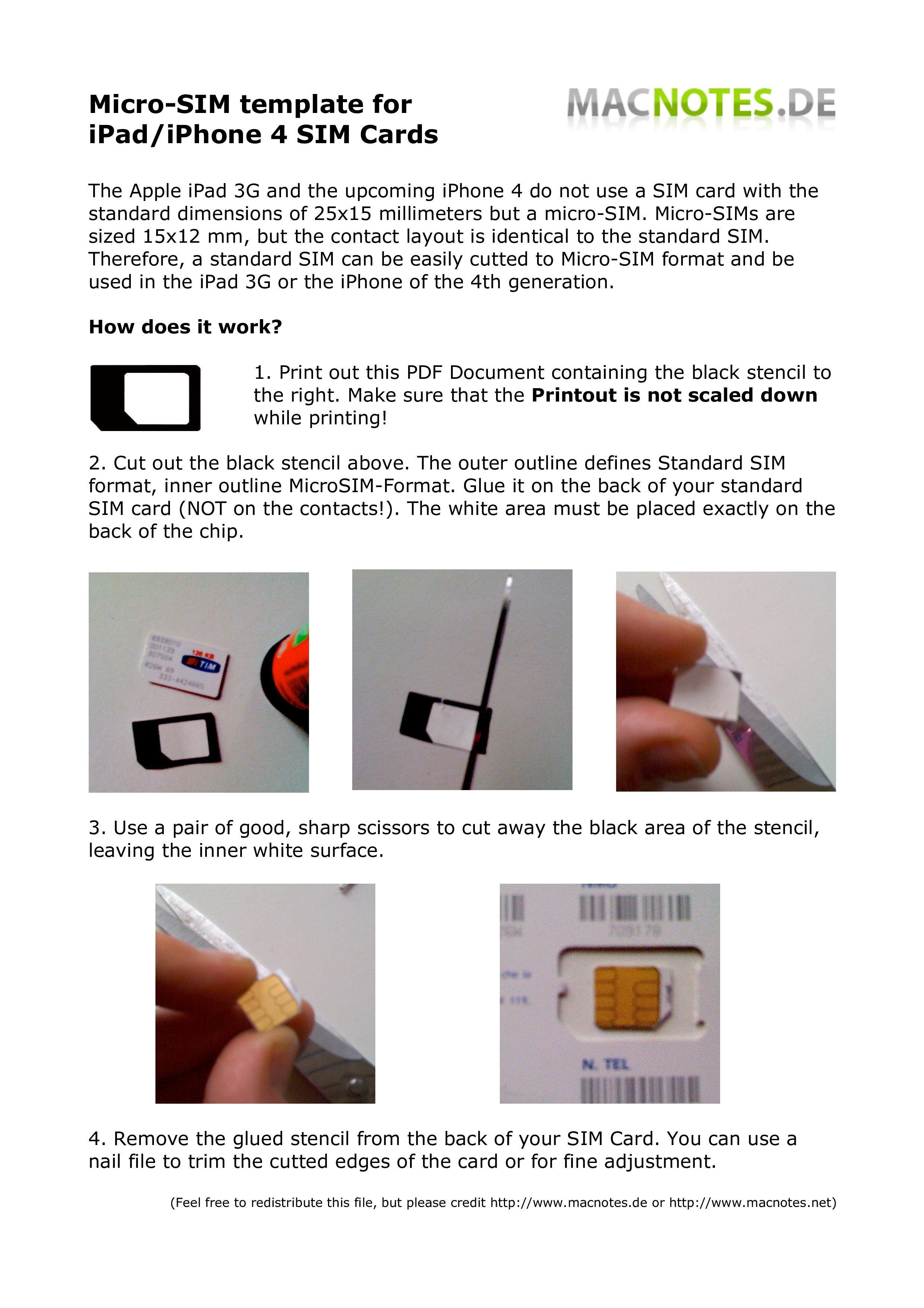 micro sim template - easy to cut yourself template