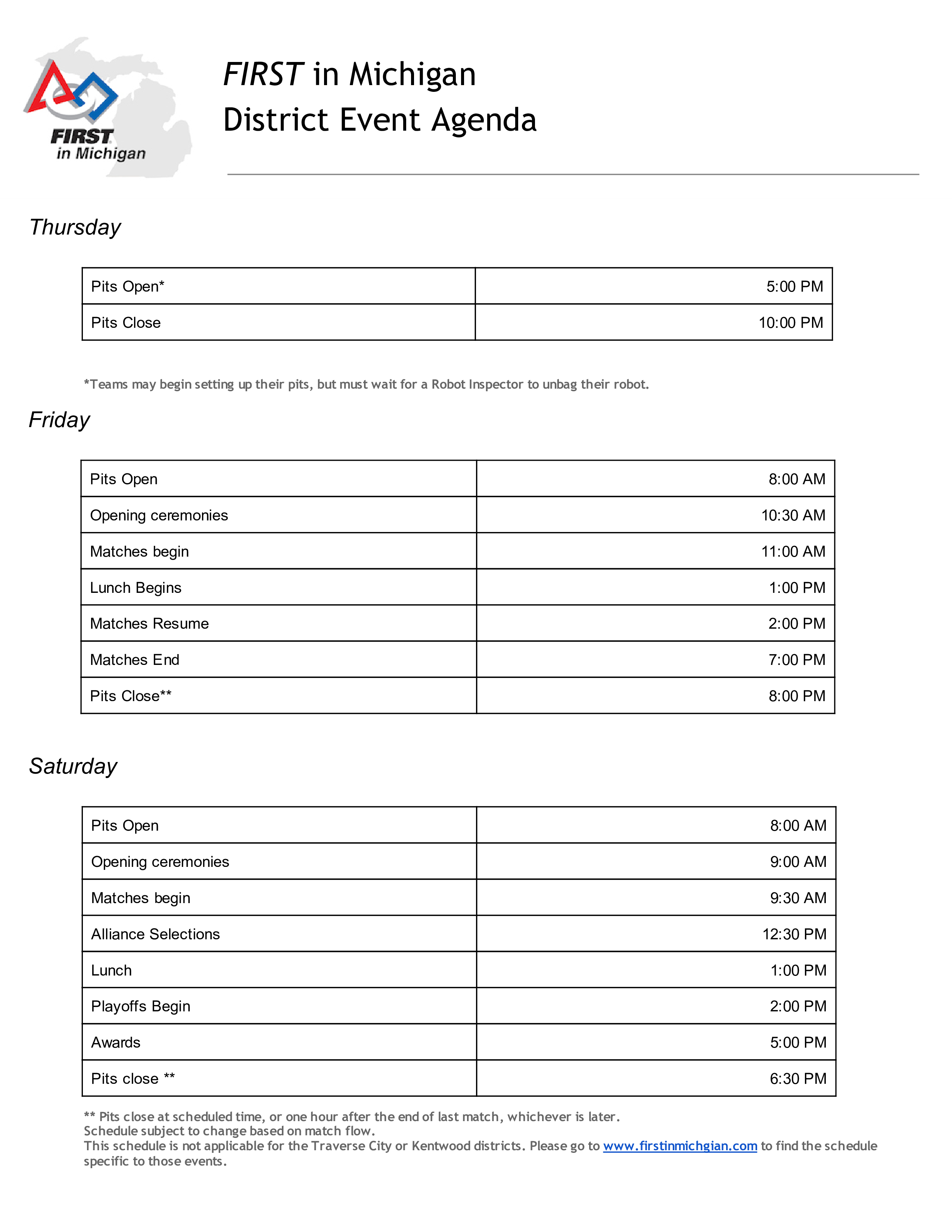 District Event Agenda 模板