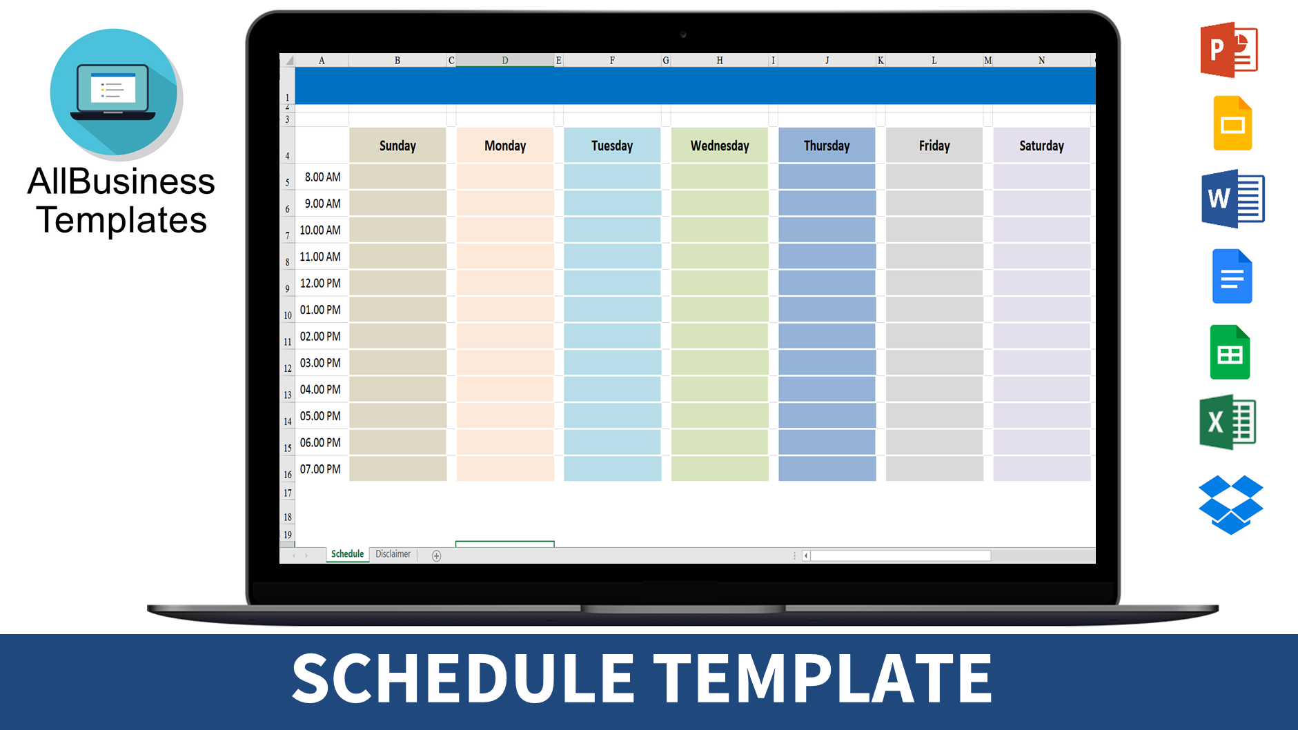 schedule template modèles