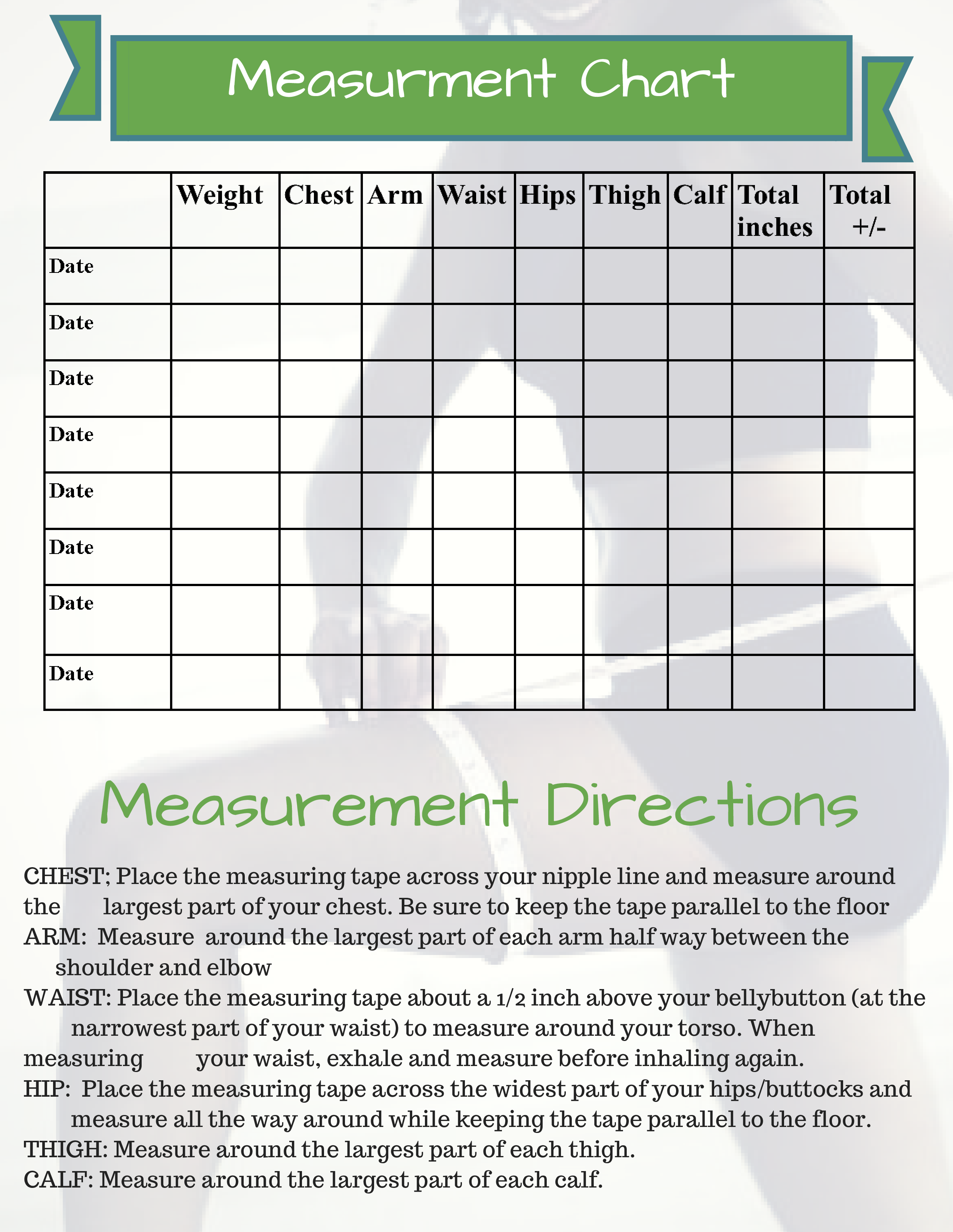 Workout Measurement Chart