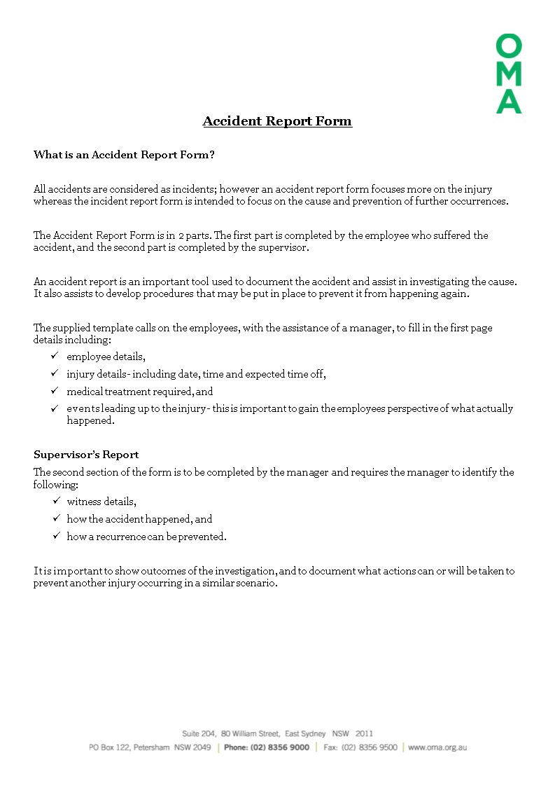 Construction Job Site Incident Report Form  Templates at