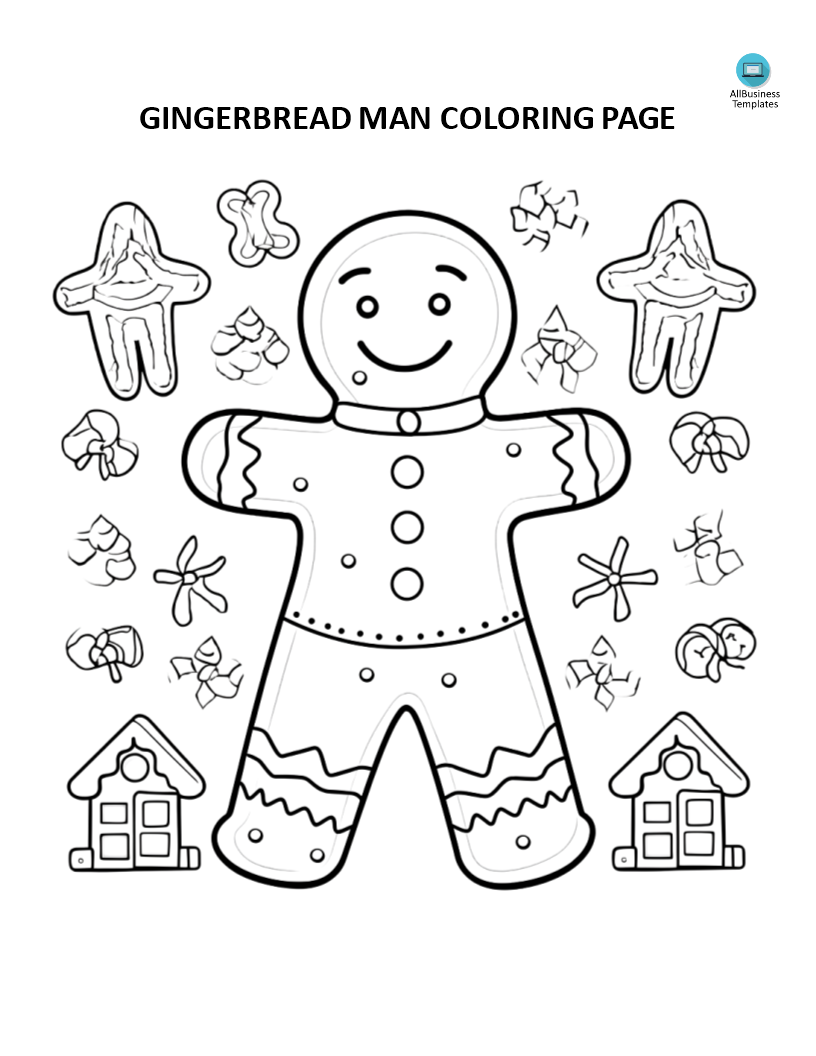 Gingerbread Man Coloring Page 模板