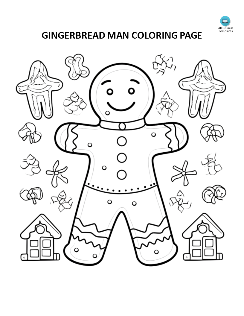 gingerbread man coloring page plantilla imagen principal