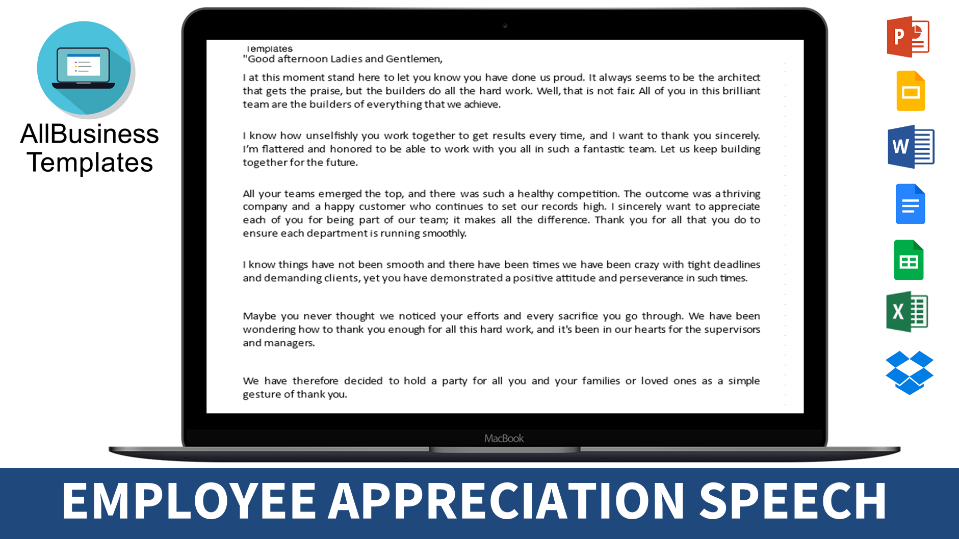employee appreciation speech template