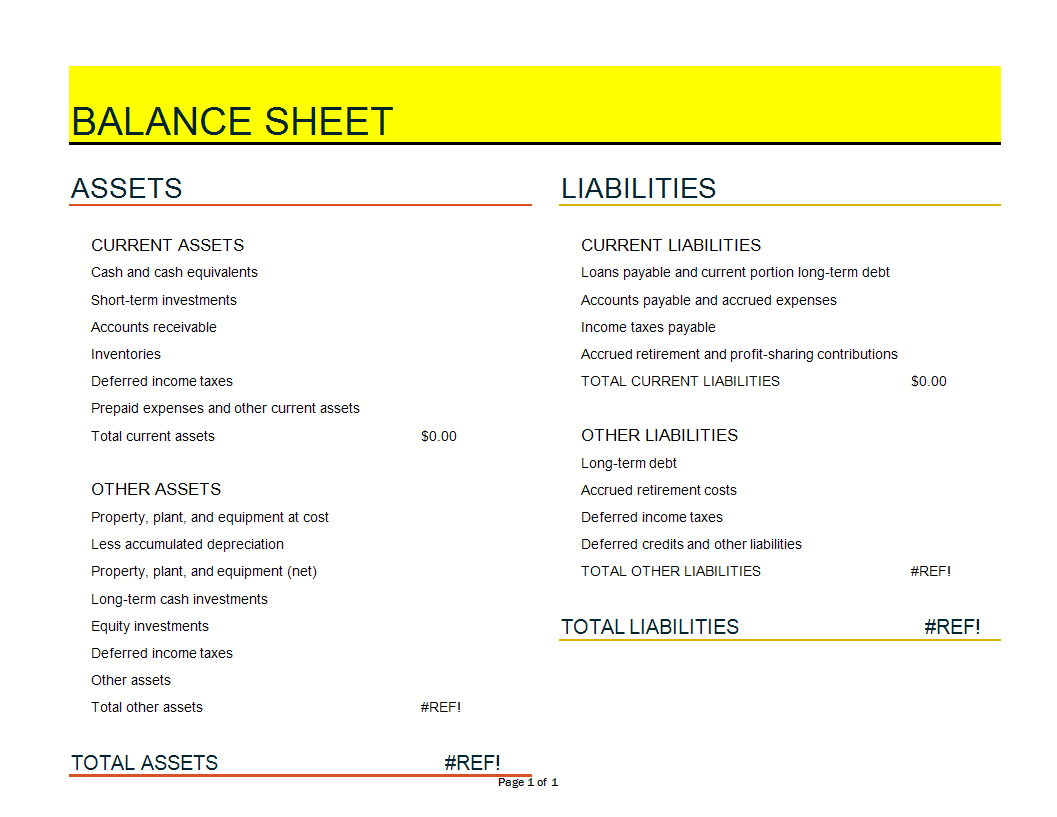 financial balance sheet excel spreadsheet template plantilla imagen principal