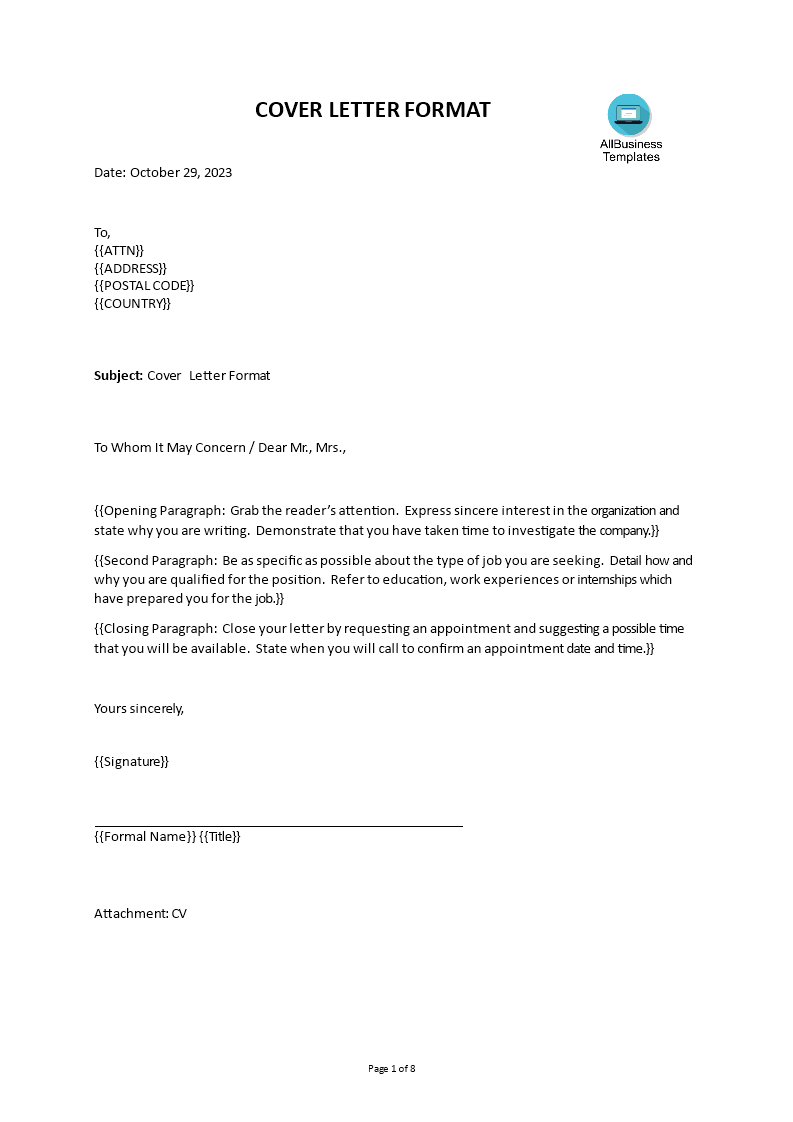simple job application letter format in word