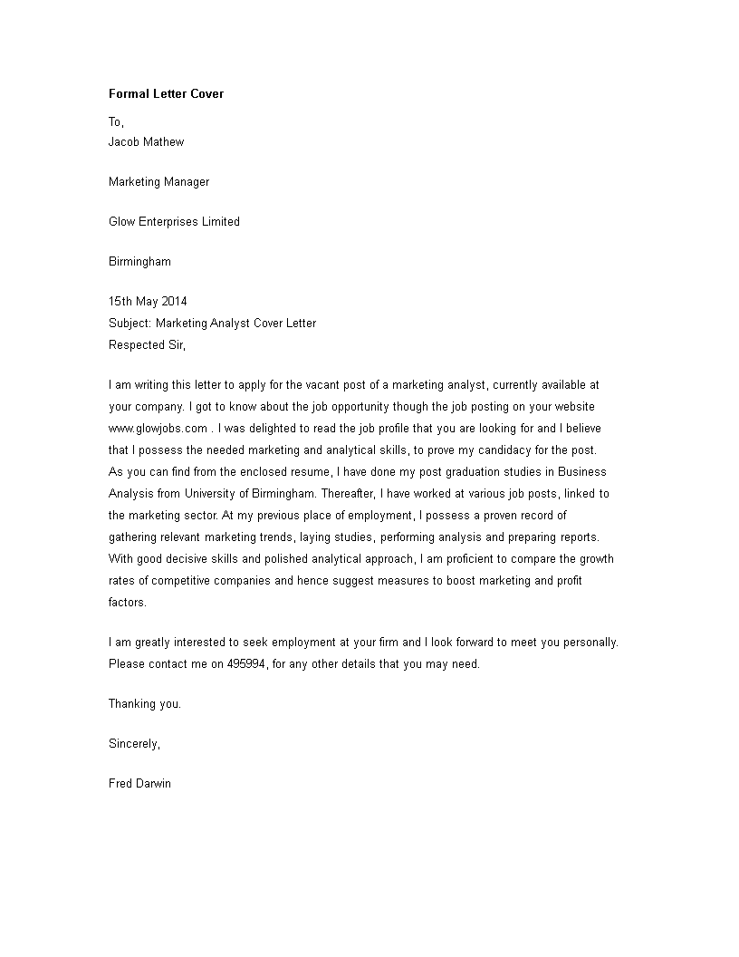 Marketing Analyst Cover Letter from www.allbusinesstemplates.com