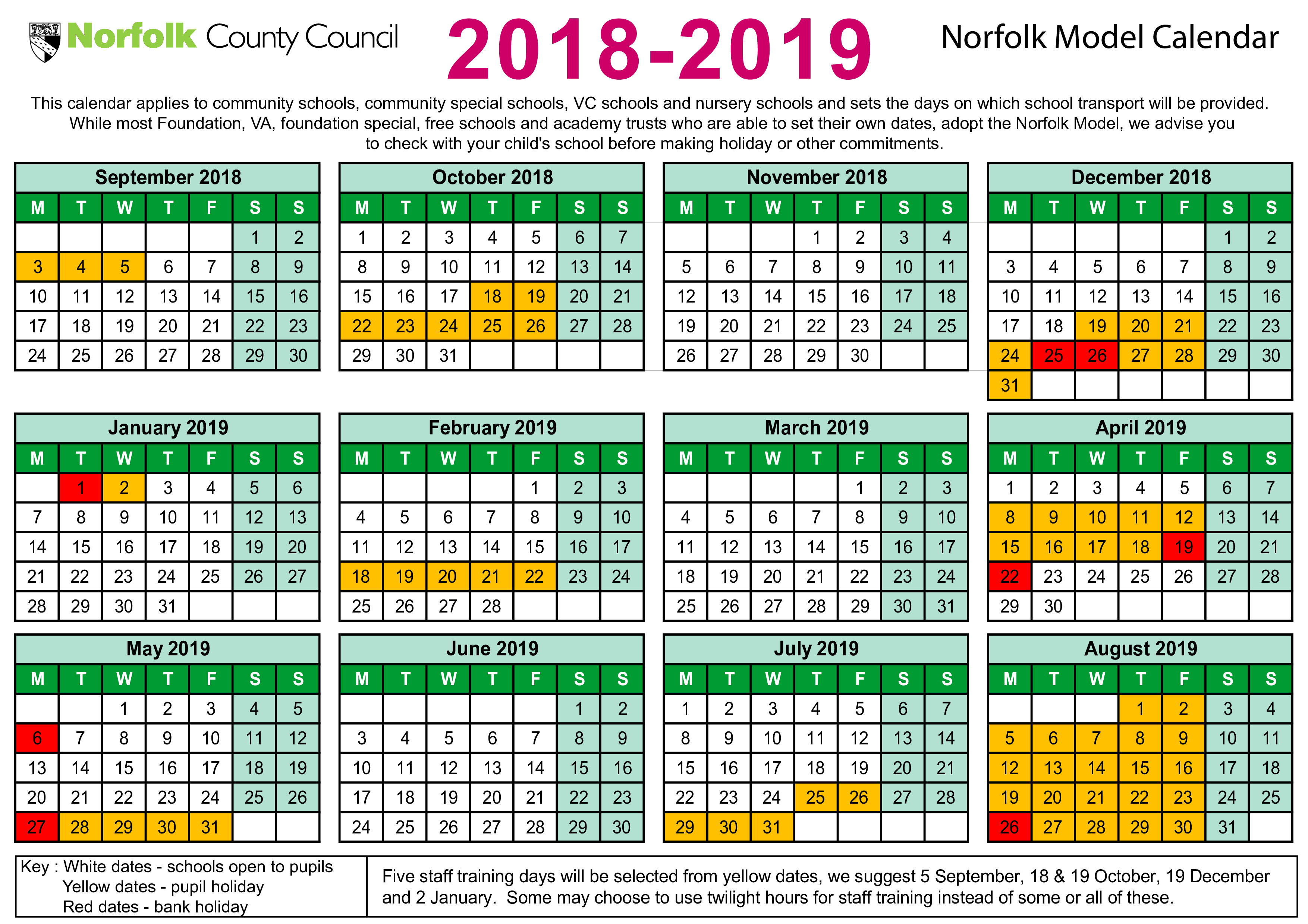 2019 model calendar Hauptschablonenbild