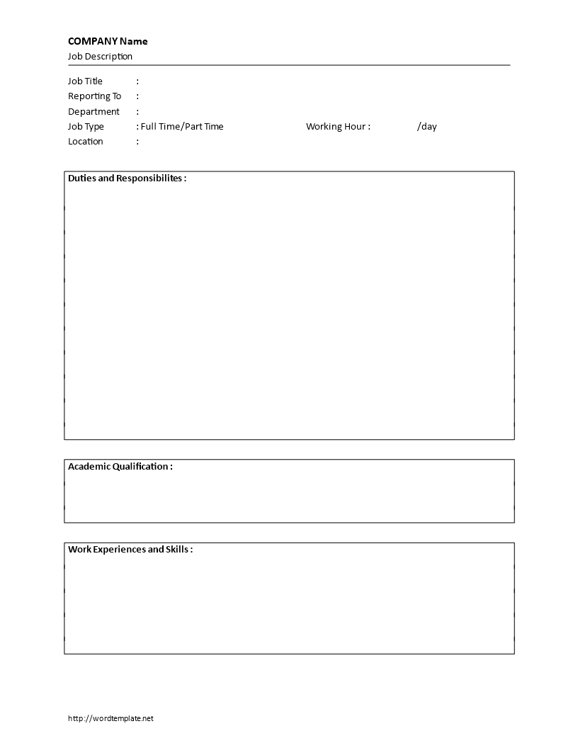 generic jd sample template for internal usage template