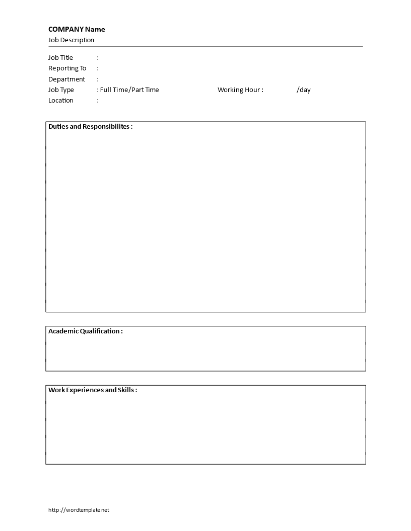 generic jd sample template for internal usage modèles