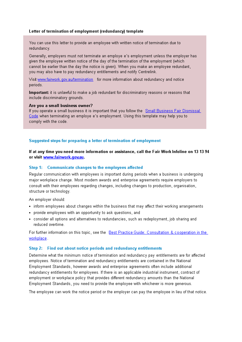 employee termination letter template Hauptschablonenbild