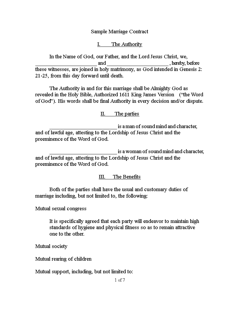 marriage contract template template