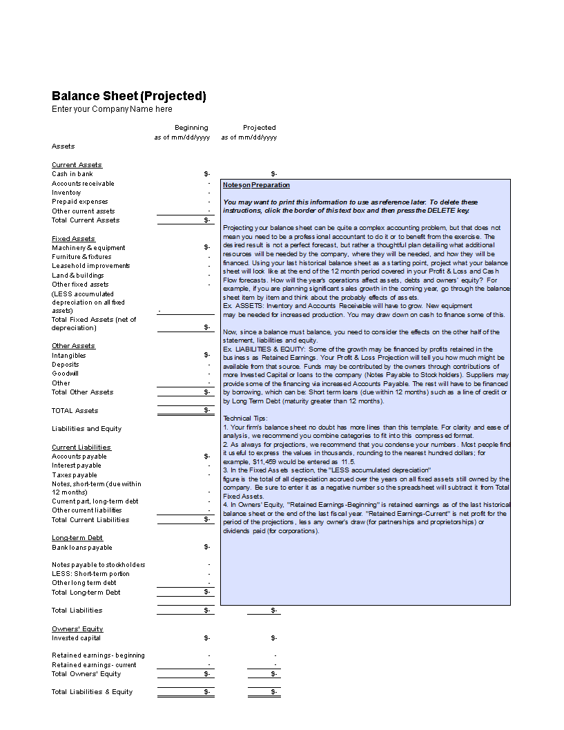 balance sheet Hauptschablonenbild