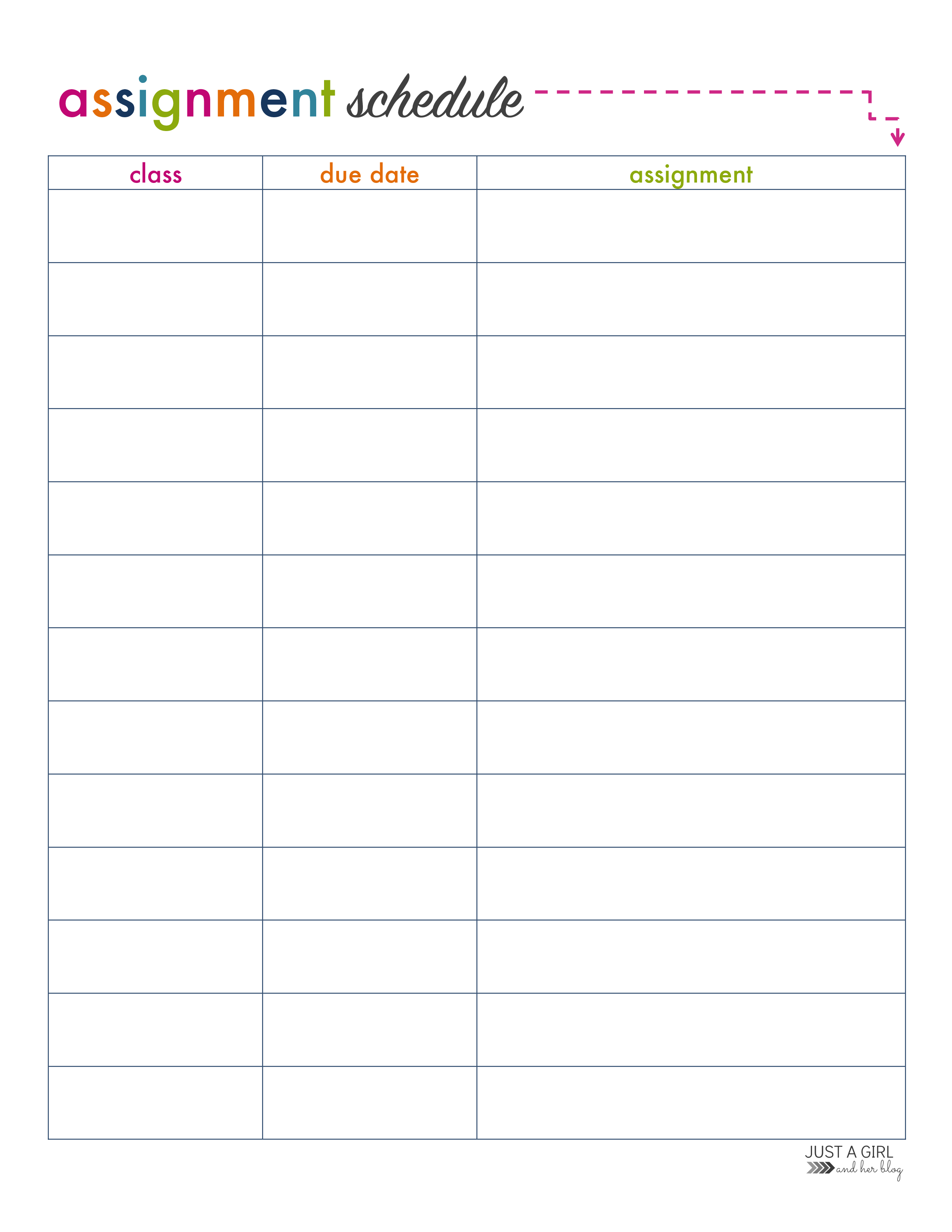 Assignment Schedule sample 模板