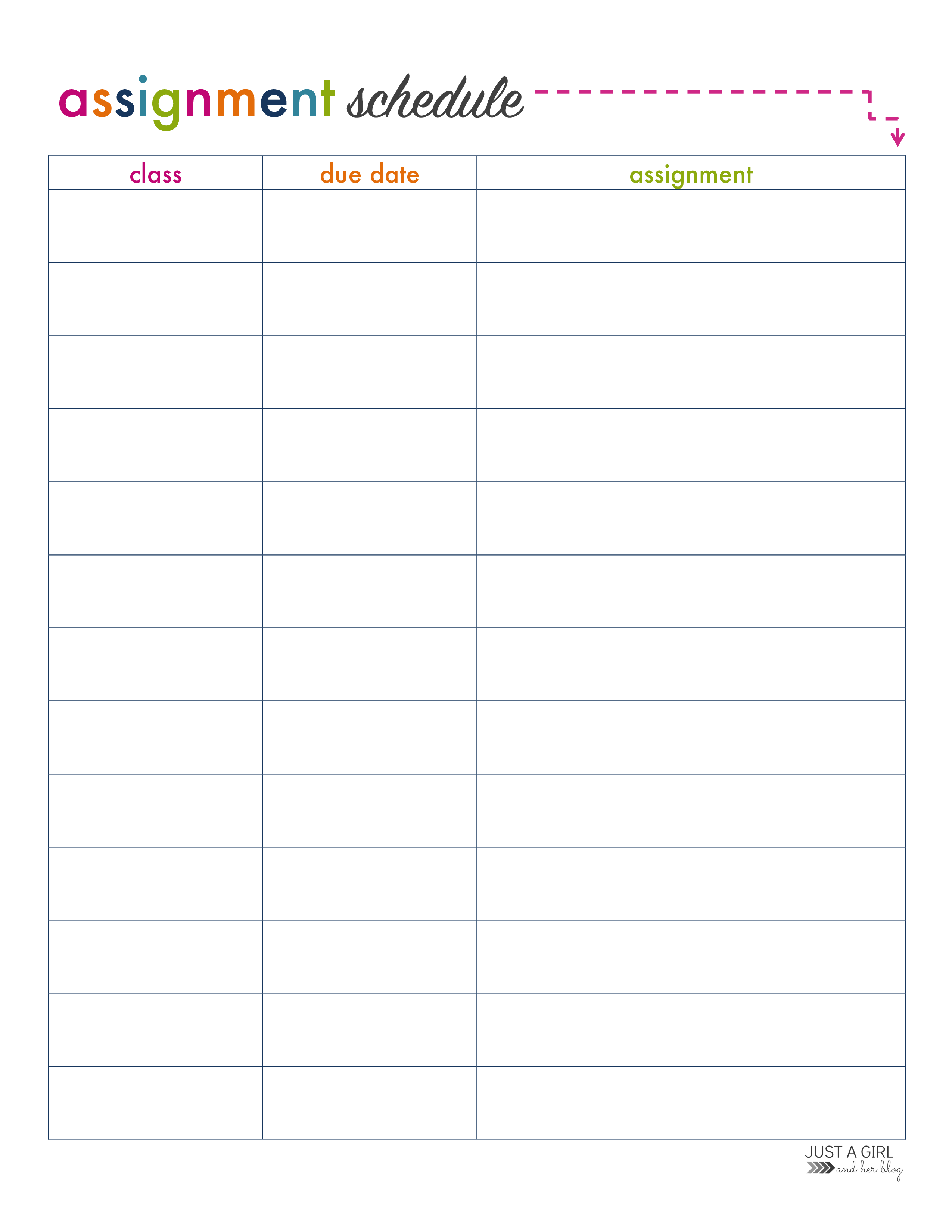 Assignment Schedule sample main image