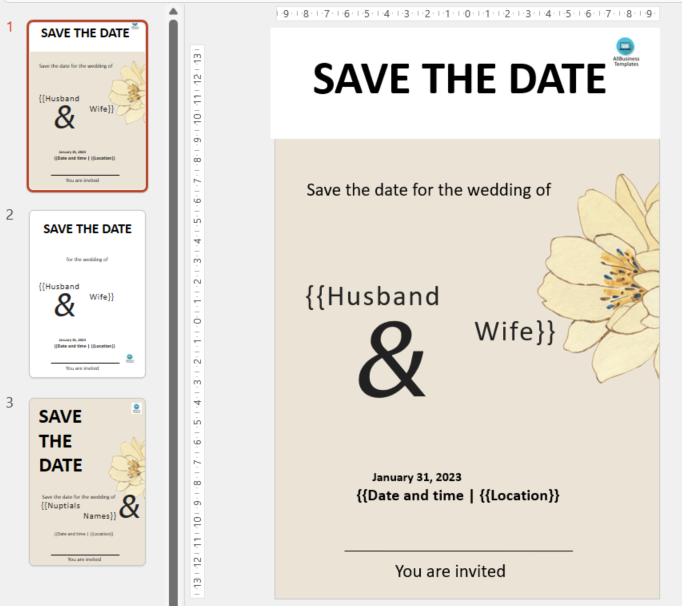 save the date wedding modèles