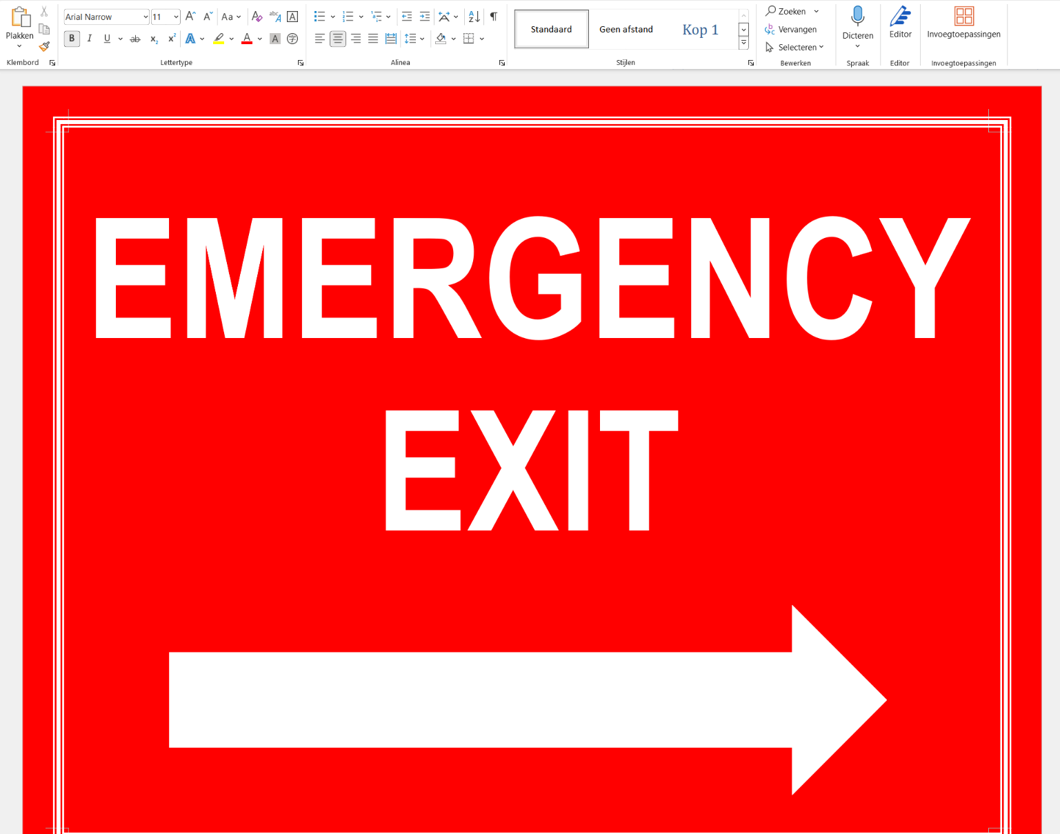 emergency exit sign arrow right template