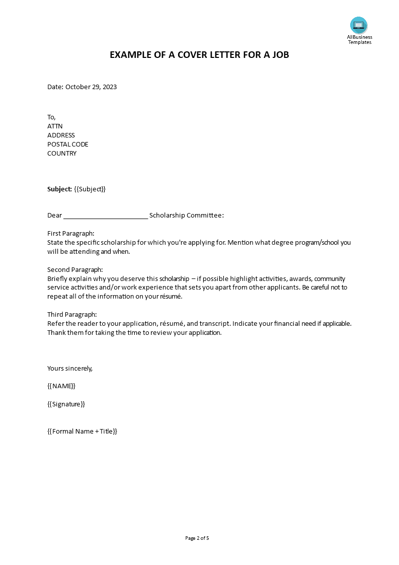 College Admission Application Letter | Templates at ...