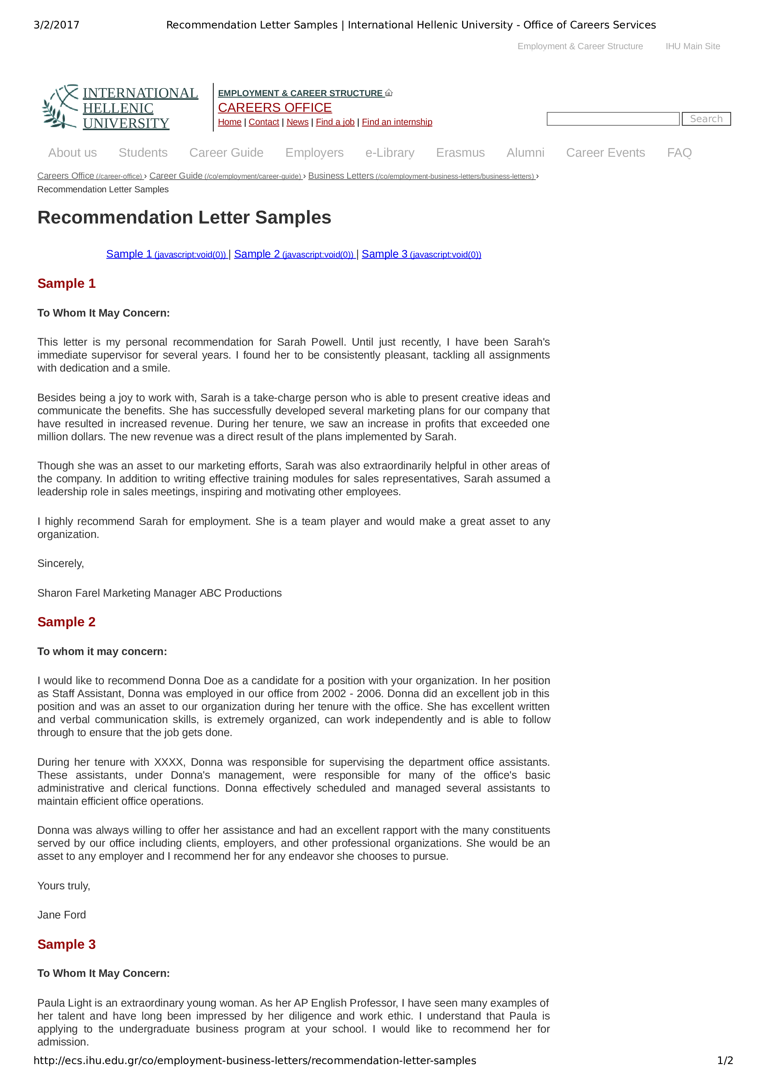 Sample Recommendation Letter For Job from www.allbusinesstemplates.com