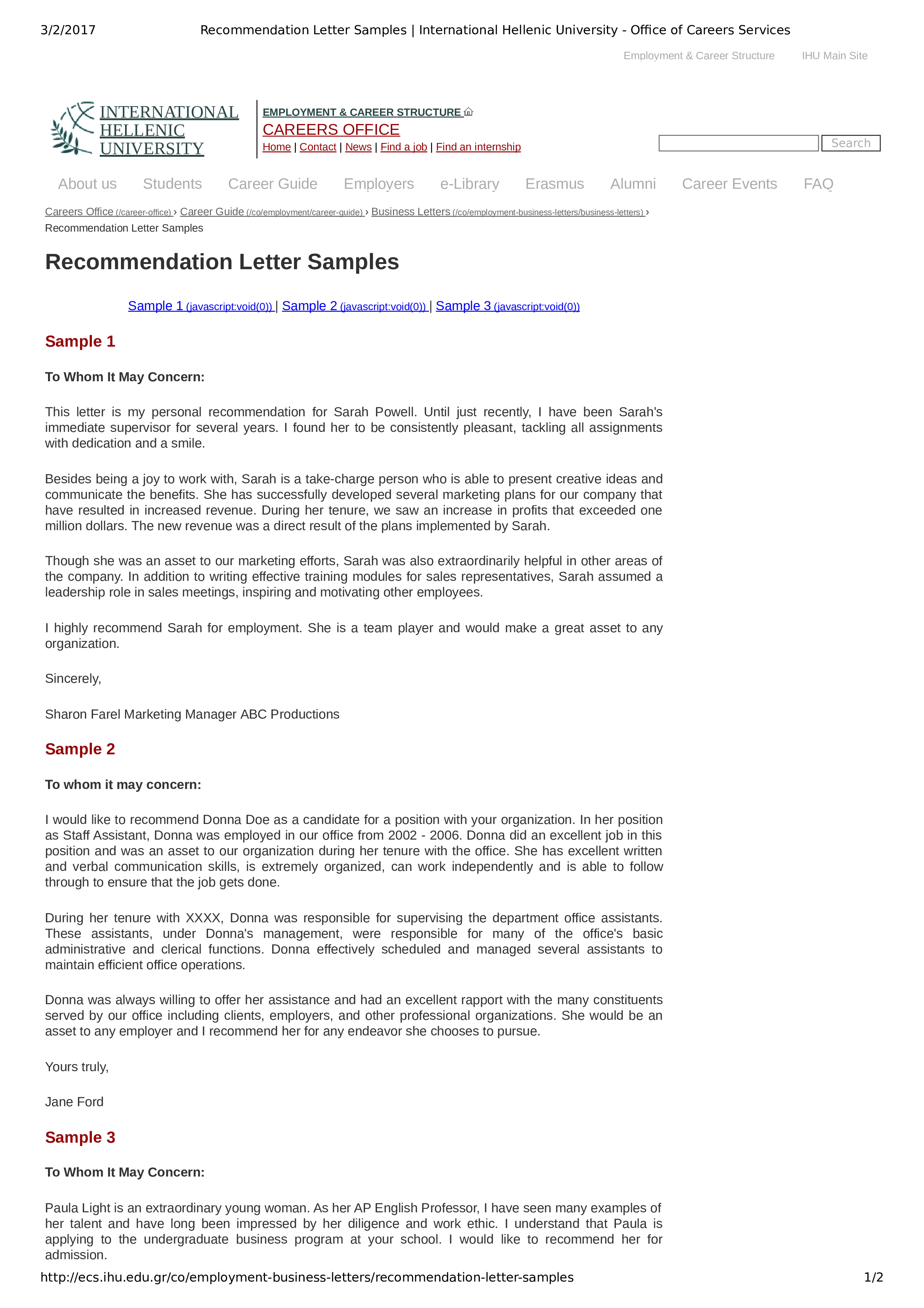 format recommendation letter for job voorbeeld afbeelding 